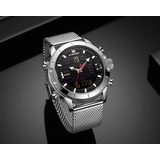 Montre homme « Tactical Silver Mesh » double affichage – NAVIFORCE 9153