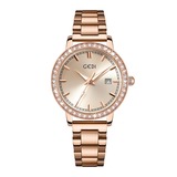 Damen-Quarzuhr „Elegant Sparkle“ in Roségold mit Datumsanzeige - GEDI