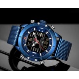Orologio uomo "Tactical Silver Mesh" doppio display – NAVIFORCE 9153