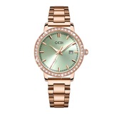 Montre à quartz pour femmes « Elegant Sparkle » en or rose avec affichage de la date - GEDI